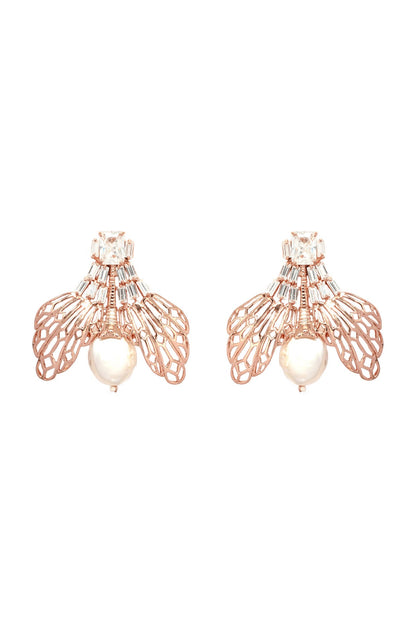 Rose Gold Plated Handcrafted Pearl Stud Earrings