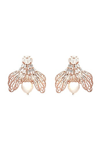 Rose Gold Plated Handcrafted Pearl Stud Earrings