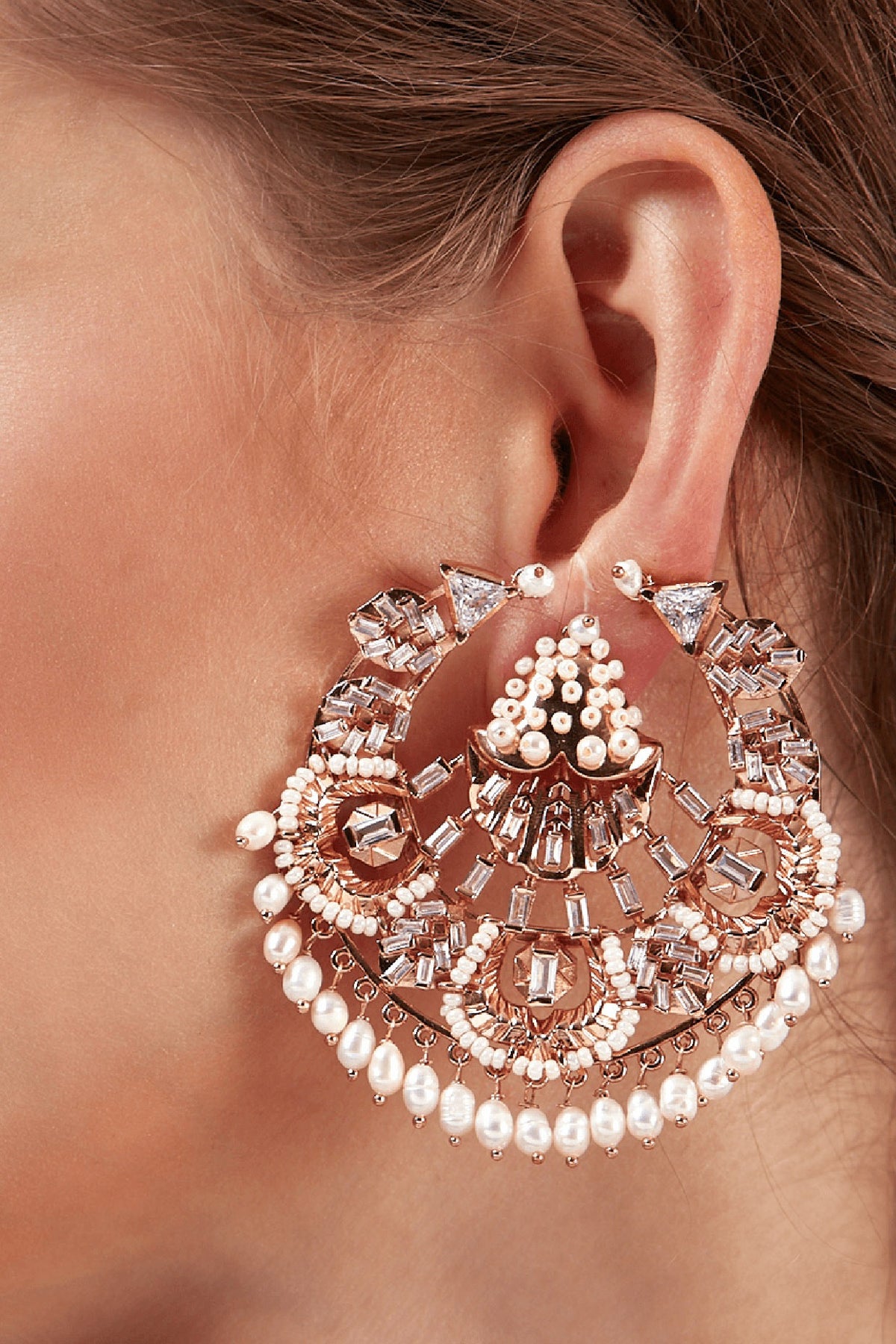 Rose Gold Plated Pearl Handcrafted Stud Earrings