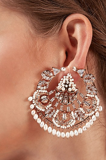 Rose Gold Plated Pearl Handcrafted Stud Earrings