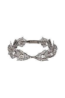 Gunmetal Finish Handcrafted Swarovski Crystals Choker Necklace