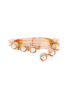 Rose Gold Plated Handcrafted Pearl Cuff Bracelet
