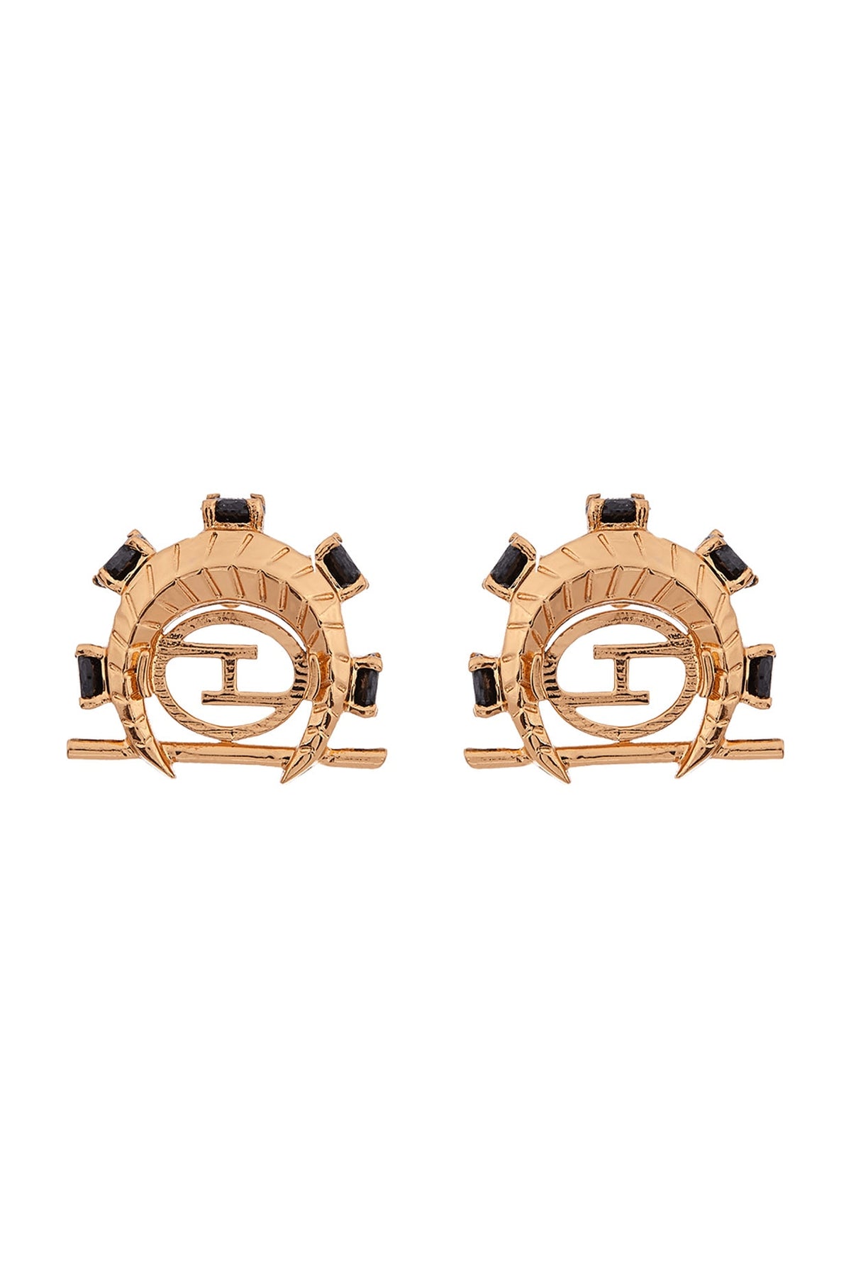 Gold Plated Handcrafted Oxyn Half Moon Stud Earrings