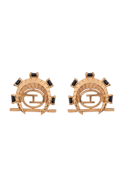 Gold Plated Handcrafted Oxyn Half Moon Stud Earrings