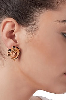 Gold Plated Handcrafted Oxyn Half Moon Stud Earrings