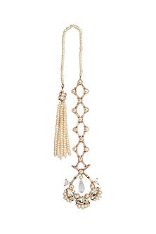 Rose Gold Plated Pearl Maang Tikka