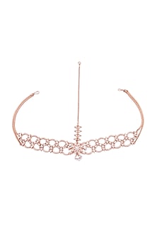 Rose Gold Pleated Mogra Maang Tikka