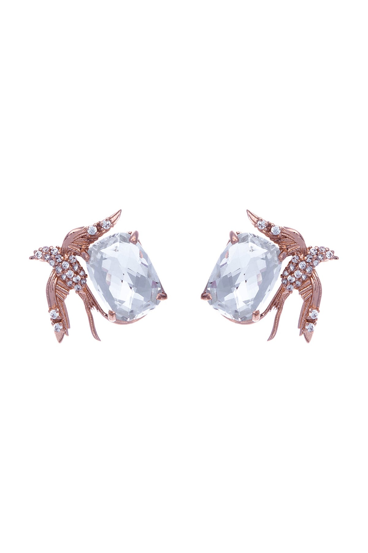 Rose Gold Plated Crystal Mini Stud Earrings