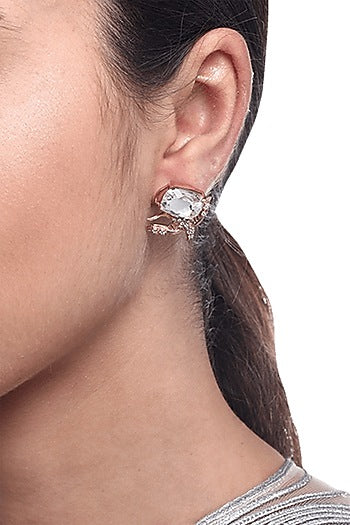 Rose Gold Plated Crystal Mini Stud Earrings