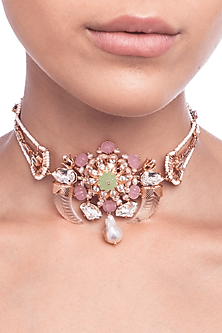 Rose Gold Plated Pearl Choker Necklace