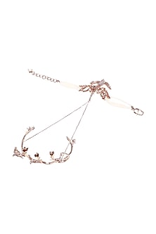 Rose Gold Plated Crystal & Pearl Ring Hand Harness