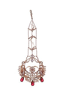 Rose Gold Plated Pearl Maang Tikka