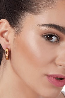 Gold Plated OH Monogram Stud Earrings