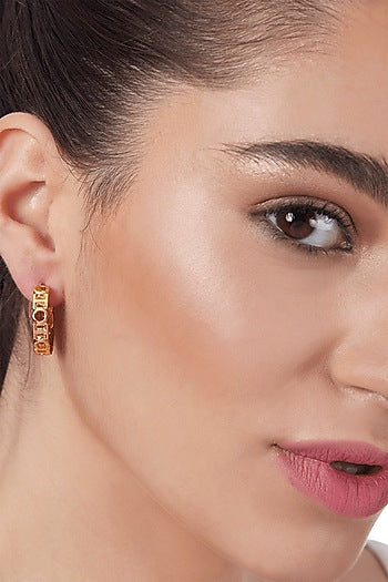 Gold Plated OH Monogram Stud Earrings