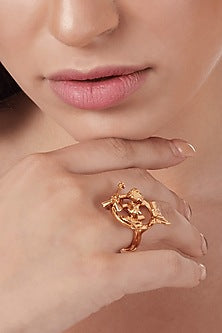 Gold Plated Handcrafted Motifs Ring
