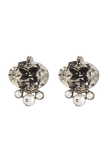 Gunmetal Finish Swarovski Stud Earrings