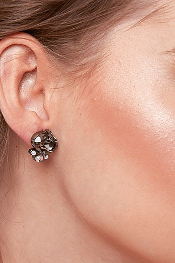 Gunmetal Finish Swarovski Stud Earrings