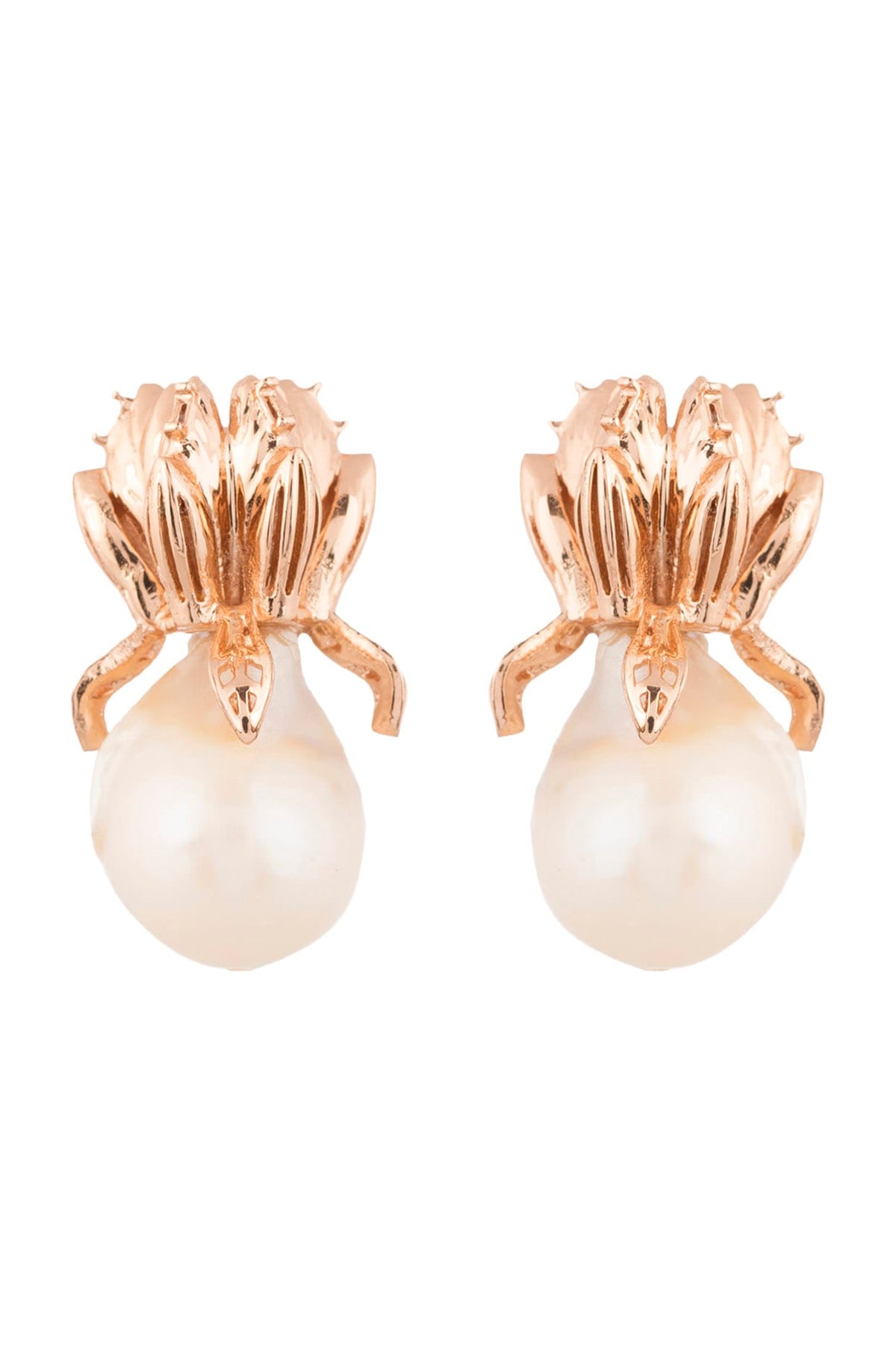 Rose Gold Plated Pearl Stud Earrings