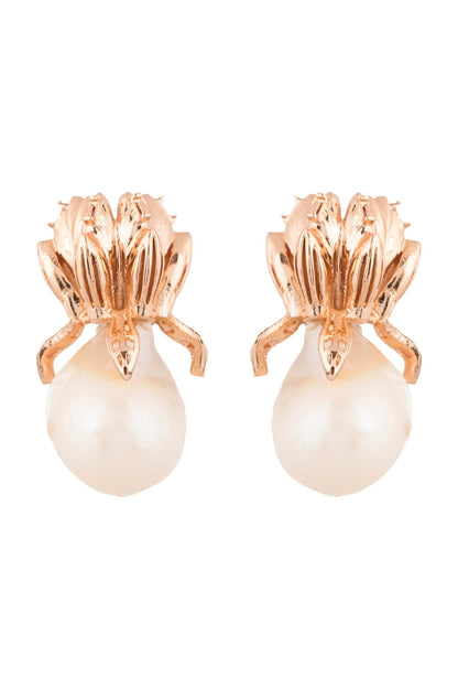 Rose Gold Plated Pearl Stud Earrings