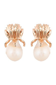 Rose Gold Plated Pearl Stud Earrings