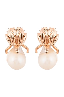Rose Gold Plated Pearl Stud Earrings