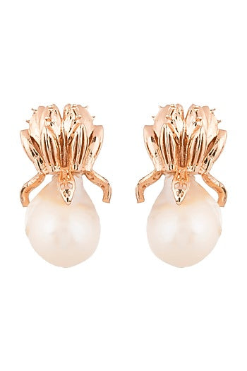 Rose Gold Plated Pearl Stud Earrings