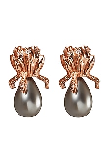 Rose Gold Plated Baroque Pearl Stud Earrings