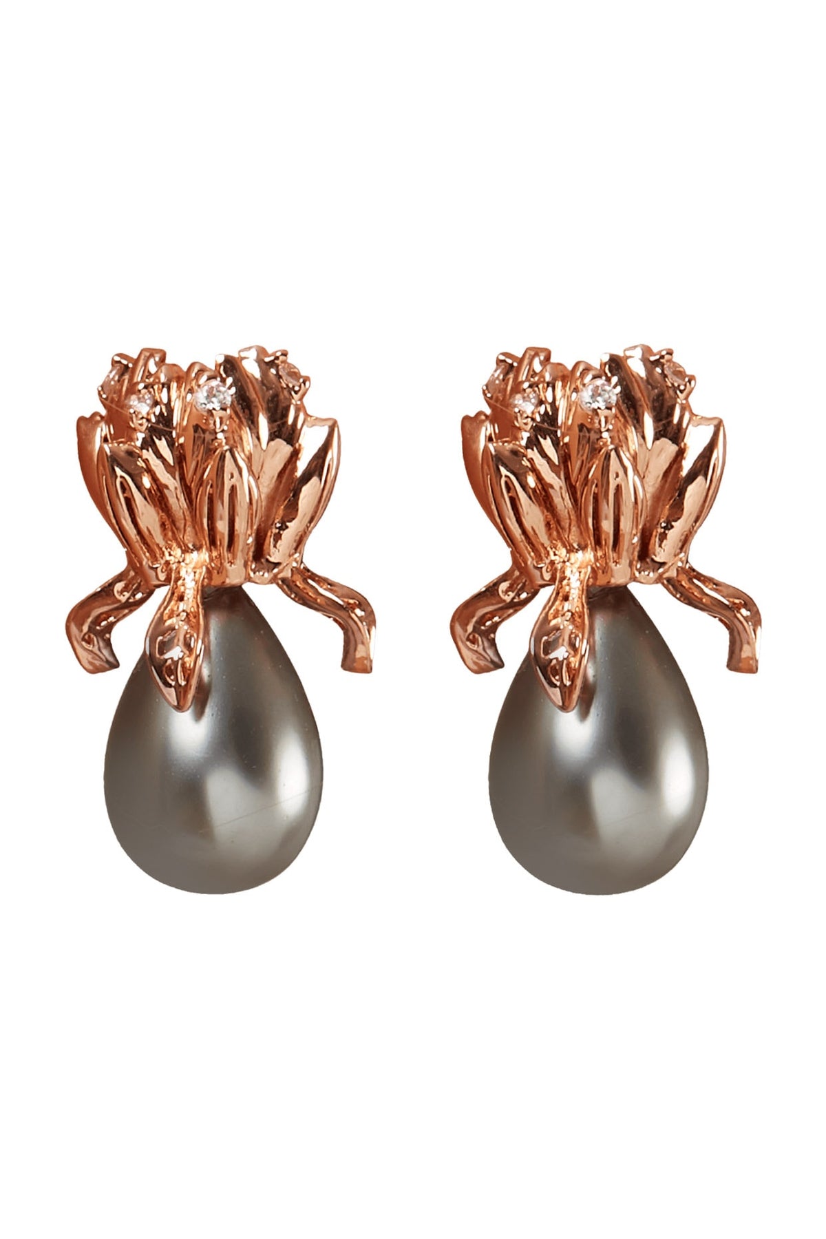 Rose Gold Plated Baroque Pearl Stud Earrings
