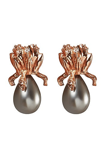 Rose Gold Plated Baroque Pearl Stud Earrings