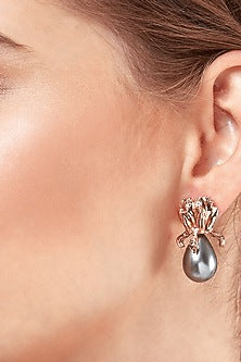 Rose Gold Plated Baroque Pearl Stud Earrings