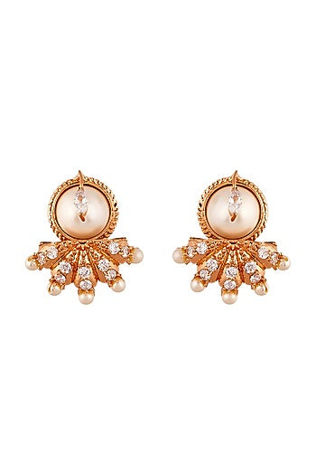 Gold Plated Pearl Stud Earrings