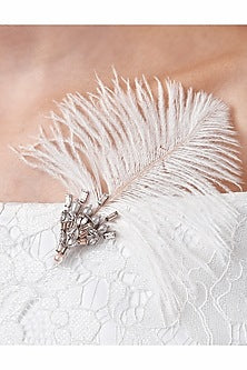 Silver Finish Whimsical Feather Brooch