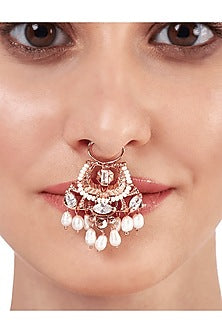 Rose Gold Plated Swarovski & Pearl Nose Ring