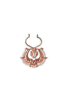 Rose Gold Plated Swarovski Crystal & Pearl Nose Ring