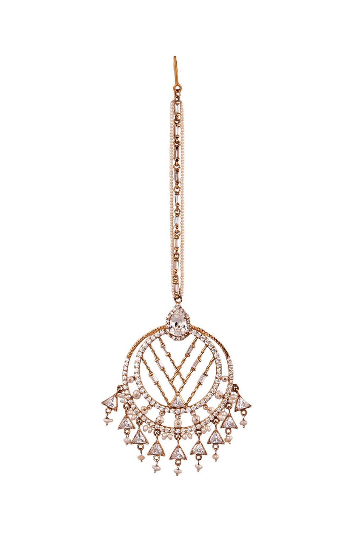 Rose Gold Plated Swarovski Maang Tikka