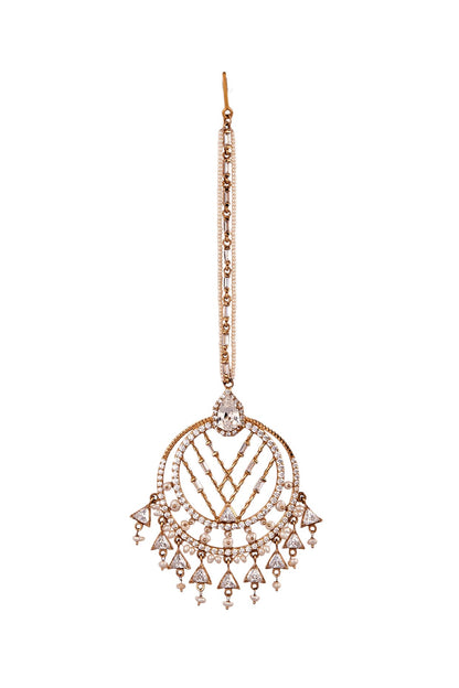 Rose Gold Plated Swarovski Maang Tikka