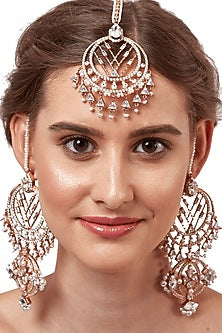 Rose Gold Plated Swarovski Maang Tikka