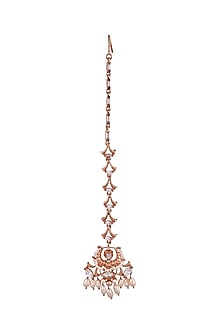 Rose Gold Plated Swarovski Crystal Maang Tikka