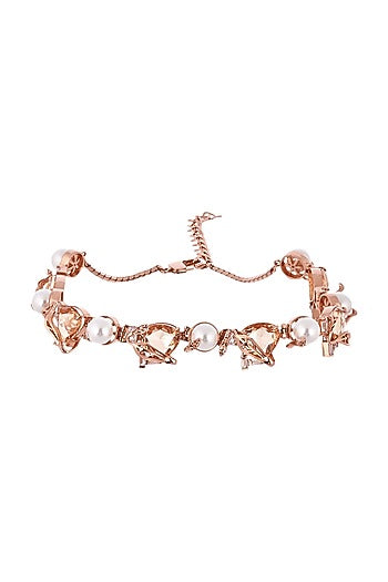Rose Gold Plated Swarovski & Pearl Choker Necklace