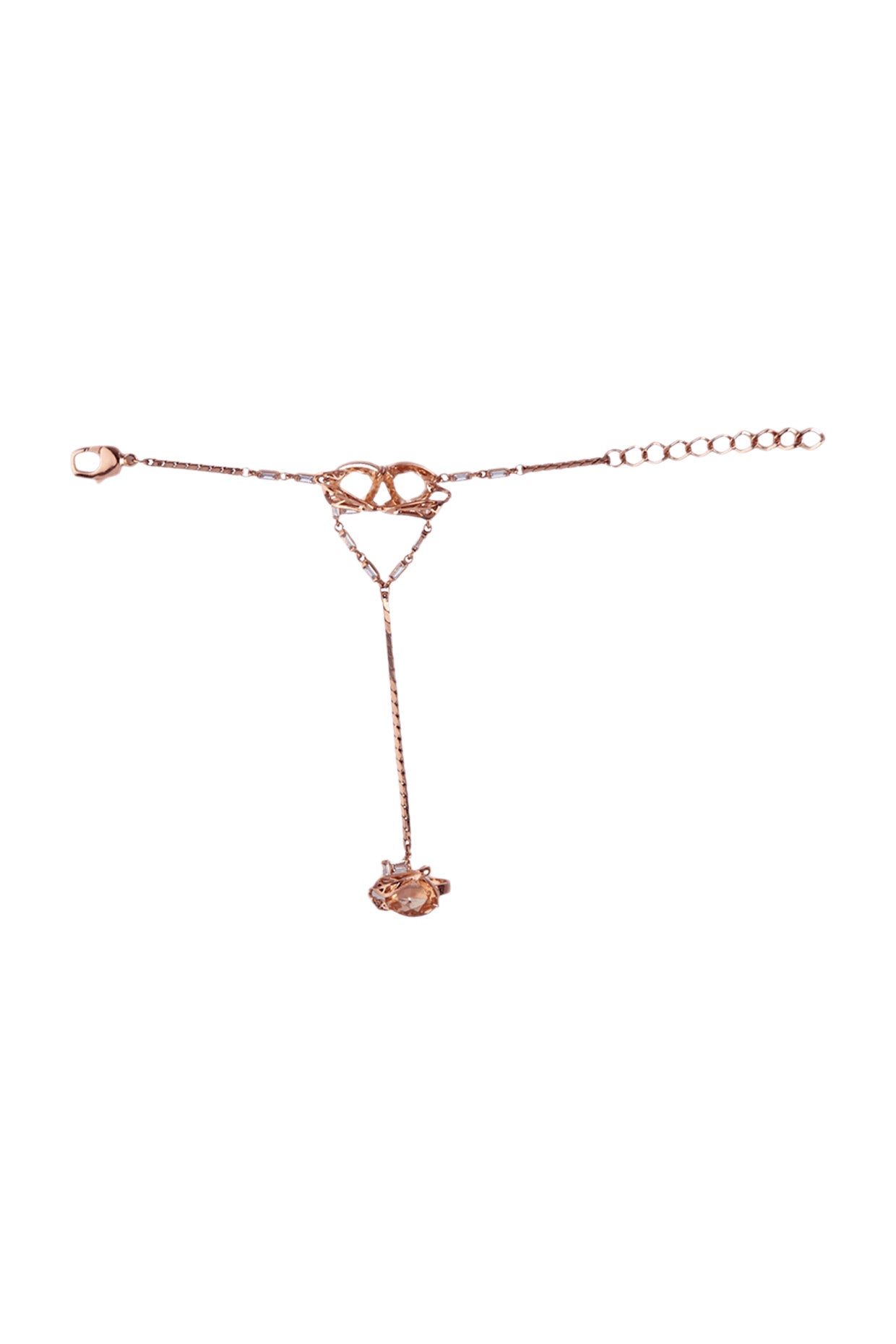 Rose Gold Plated Swarovski Crystals Hand Harness