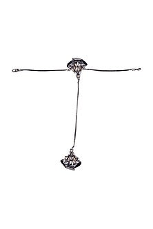 Gun Metal Finish Swarovski Crystals Handcrafted Hand Harness
