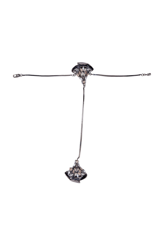 Gun Metal Finish Swarovski Crystals Handcrafted Hand Harness