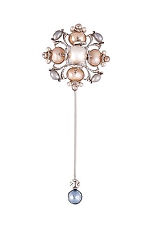 Silver Finish Pearls Brooch