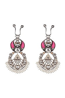 Silver Finish Swarovski Crystals Dangler Earrings