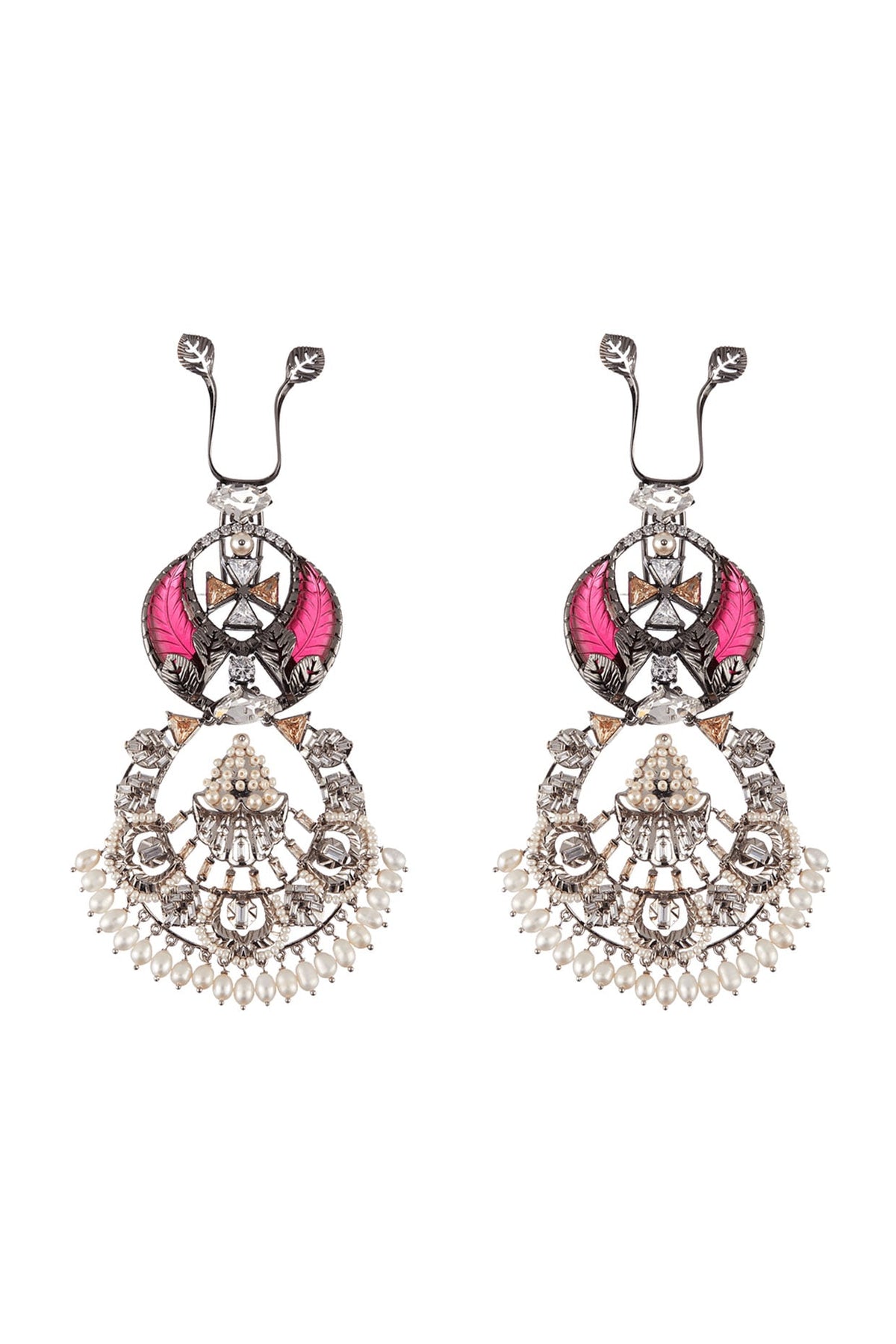 Silver Finish Swarovski Crystals Dangler Earrings