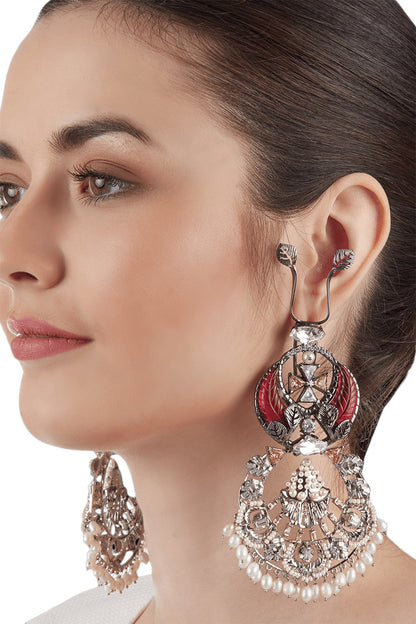 Silver Finish Swarovski Crystals Dangler Earrings