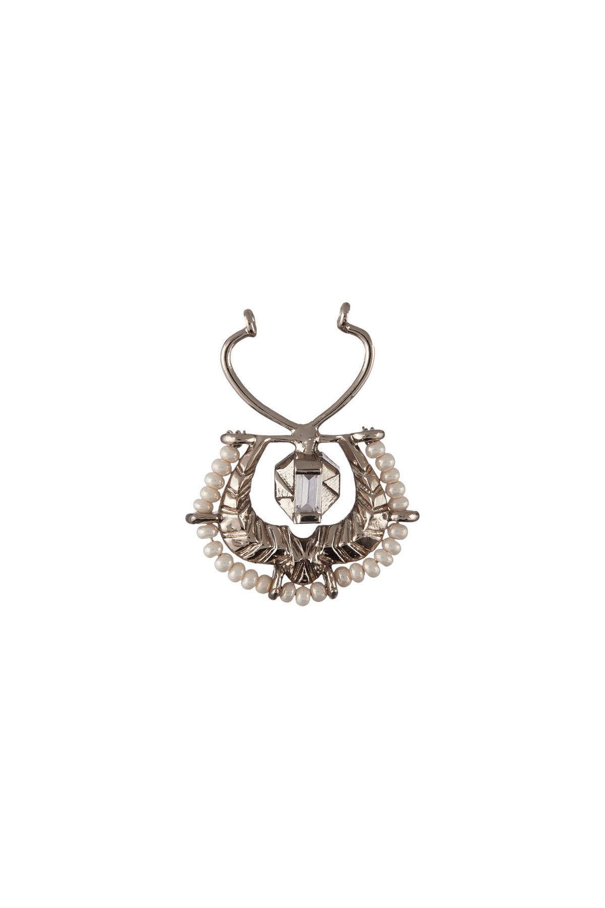 Silver Finish Swarovski Crystals Nose Ring