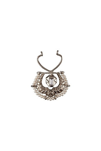 Silver Finish Swarovski Crystals Nose Ring