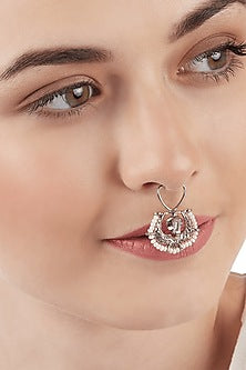 Silver Finish Swarovski Crystals Nose Ring