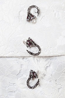 Gun Metal Finish Pearl Handcrafted Brooch